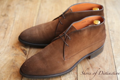 Santoni tan brown suede chukka - brown,