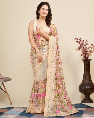 Embroidered bollywood net - embroidered,