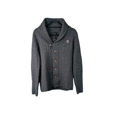 G Star RAW Shawl Neck Cardigan CORRECTLINE Mens Size Medium Grey Wool Cable Knit