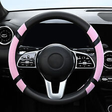 Ice Silk Steering Wheel Cover Leather Breathable Anti-slip for Women Girl Pink