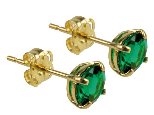 Emerald stud earrings 9ct gold - stud,
