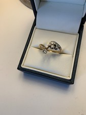 Solid Gold 9ct Gold And Diamonds Engagement Or Dress Ring Size L.