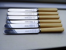 WILLIAM RODGERS BUTTER KNIVES. FIRTH STAINLESS. 7" LONG. NICE VINTAGE SET OF 6  