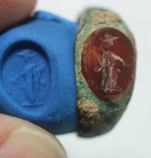 Ancient Roman Intaglio Ring Bronze + Original Certificate Of Authenticity