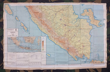 ORIGINAL WW2 (1944) RAF ESCAPE and EVASION 'SILK' MAP of BORNEO, JAVA, SUMATRA