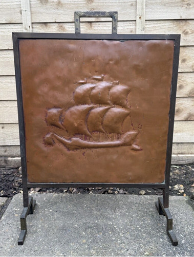 Antique copper fire guard - fire,