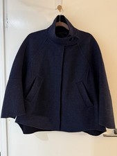 Zara Women’s Blue 3/4 Wide Sleeve Swing Coat, Size Medium, Concealed Buttons