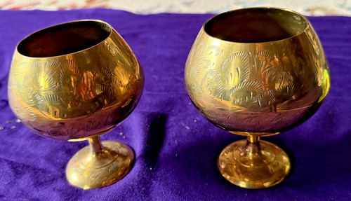 Vintage brass goblets 2 - vintage, x