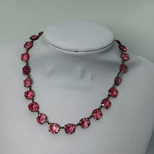 Necklace vintage pink glass - vintage,
