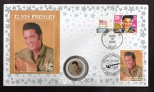 2002 Elvis Presley 25th Anniversary Coin Cover With US &Grenada etc Stamps