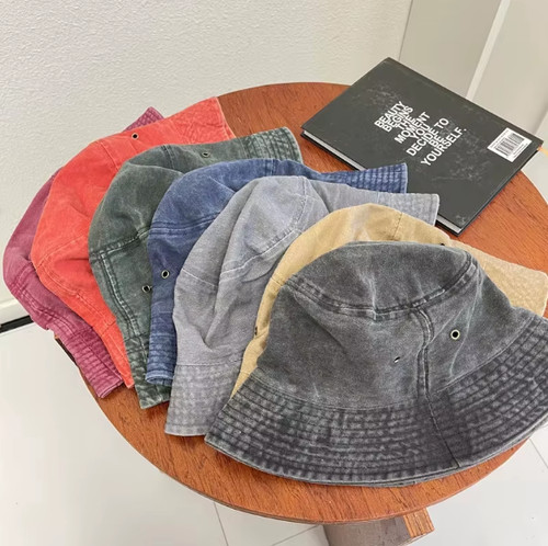 Stonewashed cotton bucket - stonewashed, hat