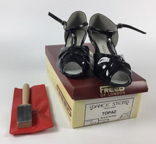 Freed of London dance steps t bar 3.5E  leather shoes +shoe brush boxed