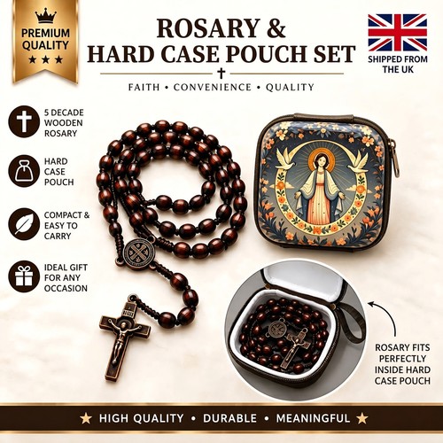 Wooden rosary beads brown - beads, &
