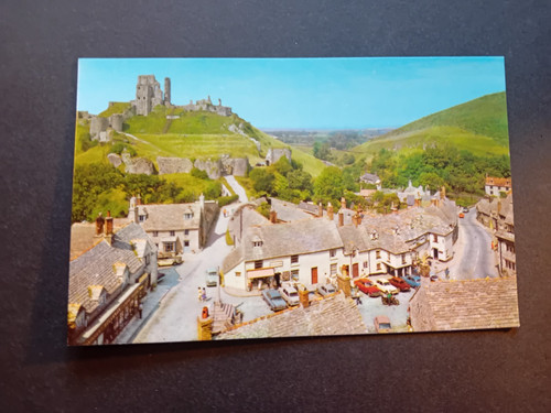 Corfe castle postcard - castle,