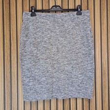 Joules Penelope Skirt UK 14 Grey Marl Knit Stretch Above Knee Pencil