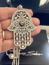 RRP £ 698 Thomas Sabo V-Rare Ltd XL Hematite Hamsa Hand Pendant Necklace