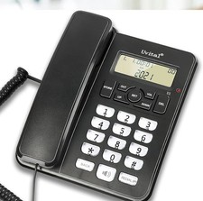 Desktop Corded Telephone for Home, Landline Telephone with White Big Buttons, Ri