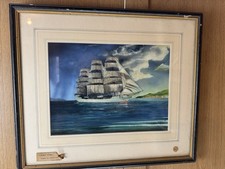 Vintage Gouache Sailing Ship ‘Summer Storm. Malcolm Barrett 1988