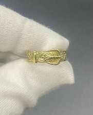 9ct Yellow Gold On Silver 925 Fancy Pattern Buckle Ring. Amazing Quality 