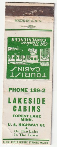 Matchbook cover lakeside - cover,