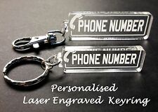Personalised Mobile Phone Number Keyring / Bag Tag - Great Gift Idea