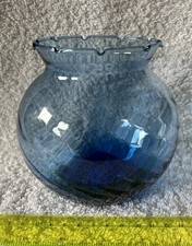 Optic Empoli Italy. Blue Fine Glass Vase. Hand Blown. Spiralling Pattern.