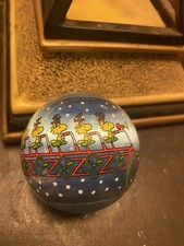 1982 Enesco Precious Moments Peanuts Snoopy Woodstock Christmas Glass Ornament