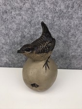 Vintage Poole Pottery Stoneware Wren Bird Perched On An Apple Figurine Ornament