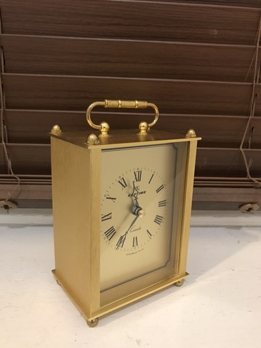 Vintage clock brass carriage - clock, -brass