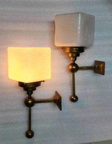 Pair retro art deco brass - of,