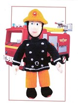 Fireman Sam Toy, knitting pattern DK. Doll. Teddy Fireman, children. 32cm Tall.