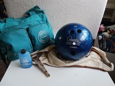 Vintage Bowling Ball Columbia 300 Set with AMF Bag Buff Bag Drilled 16lb 2L54839
