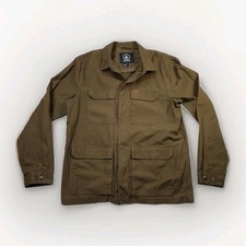 Volcom True To This Brown Mililtary Field Jacket Back Print Large