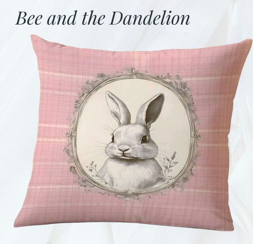 White rabbit pink cushion - white,