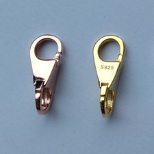 Small double lock/lobster clasp-925 sterling silver-Gold / Rose gold plated-14mm