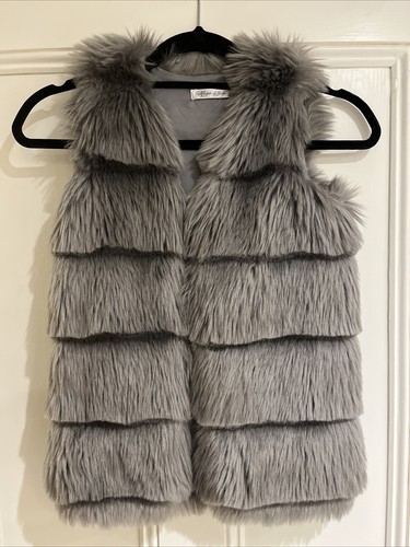 Girls grey soft fluffy gillet - soft,