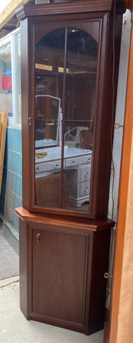 Brown corner display cabinet - display,