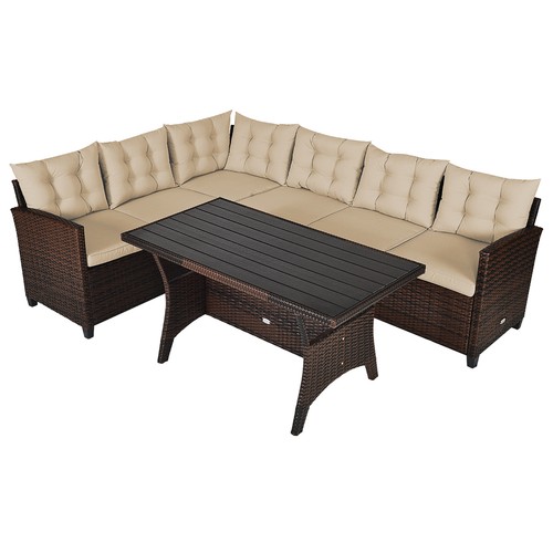 3pcs rattan dining set patio - rattan,