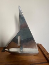 VINTAGE MID CENTURY LARGE ALUMINIUM  SAILING BOAT ORNAMENT MODEL