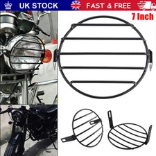 7 inch Metal Mesh Grill Headlight Protector Guard Cover For Motorcycle Black New