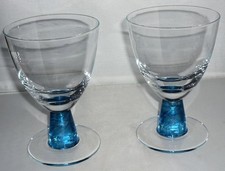 2 STUNNING STYLISH DENBY GLASS JETTY IMPERIAL BLUE STEM WATER GOBLET GLASSES