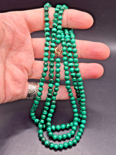 Vintage natural malachite bead - natural,