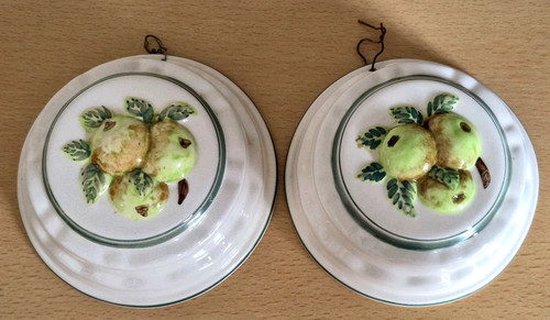 Pair vintage ceramic apple - vintage,