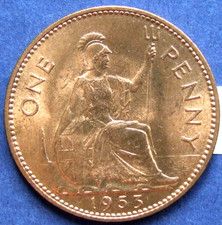 1953 British Penny, Superb Coin with Lots of Mint Lustre - FREE POSTAGE  (79AX)