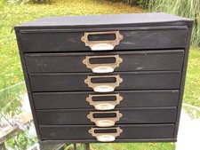 VINTAGE INDUSTRIAL WW2 ERA METAL MULTIDRAWER CABINET WITH 6 DRAWERS