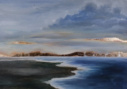 Large seascape oil painting - oil,