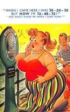 BAMFORTH SEASIDE COMIC POSTCARD NO 1351 TAYLOR FAT LADY USED UNUSED GD VERY GD
