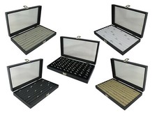 Black Glass Top Display Case with a Cufflink Badge Ring Roll Presentation Pad