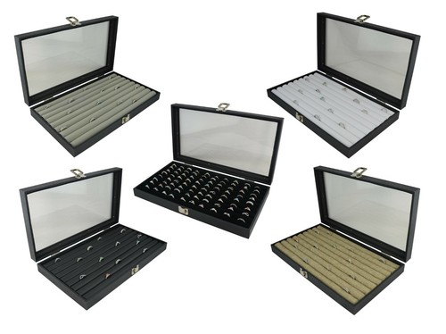 Black glass top display case - black,