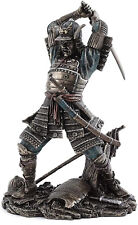 Samurai Warrior in Battle Japanese Cold Cast Bronze & Resin Statue Sculpture
